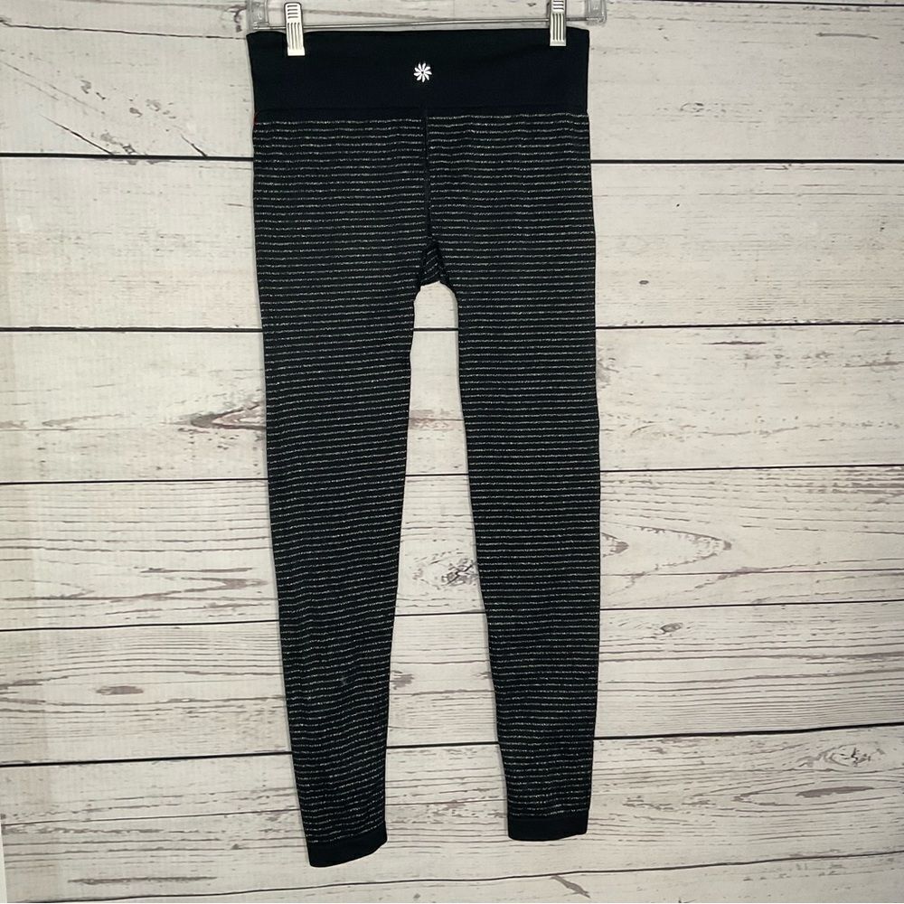 Athleta Shimmer Stripe Tight Leggings Black Silver‎ - Picture 6 of 10